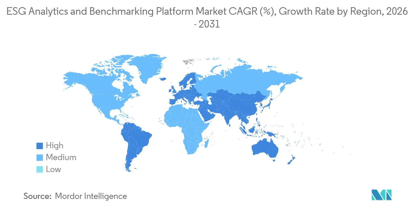 ESG Analytics and Benchmarking Platform Market CAGR (%), Growth Rate by Region