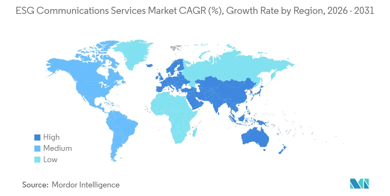 ESG Communications Services Market Growth Rate by Region