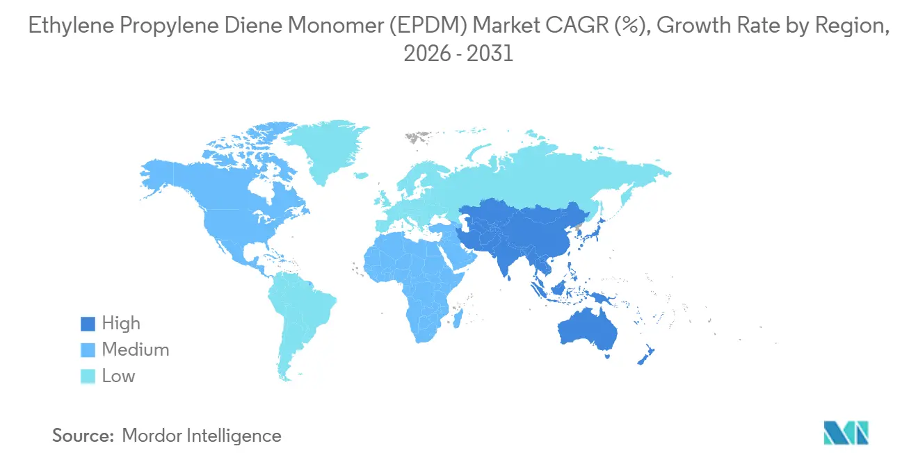 Ethylene Propylene Diene Monomer (EPDM) Market CAGR (%), Growth Rate by Region