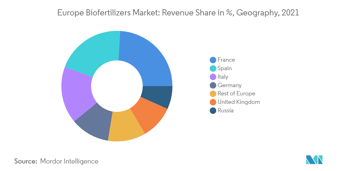 Europe Biofertilizers Market, Revenue Share in %, By Country, 2018