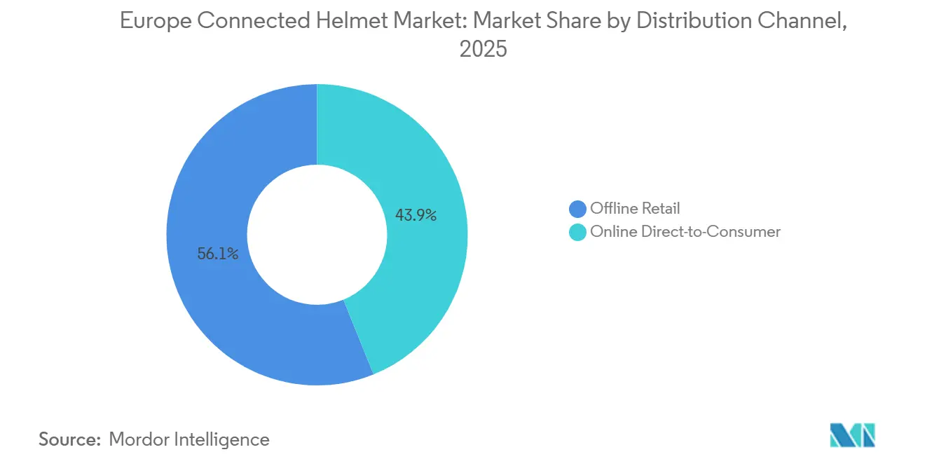 Europe Connected Helmet Market: Market Share by Distribution Channel