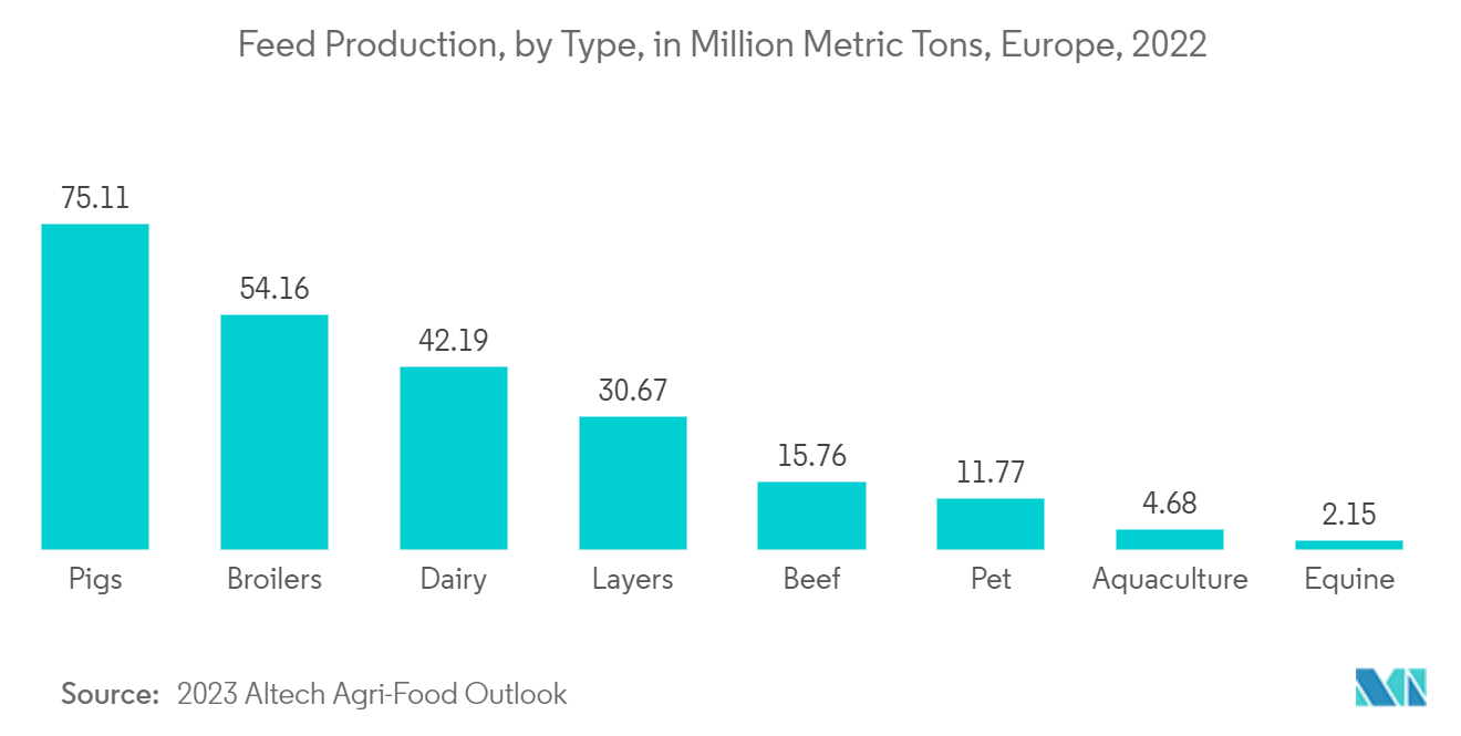 Europe Formic Acid Market - Feed Production, by Type, in Million Metric Tons, Europe, 2022
