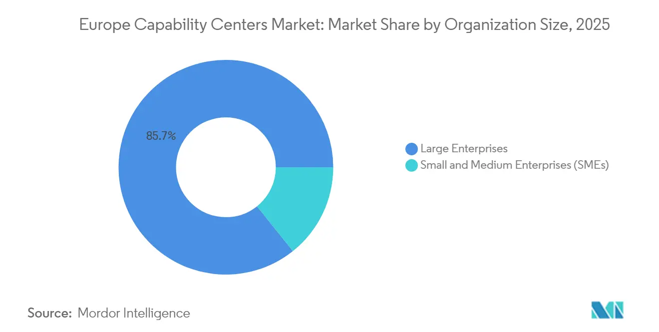Europe Capability Centers Market: Market Share by Organization Size, 2025