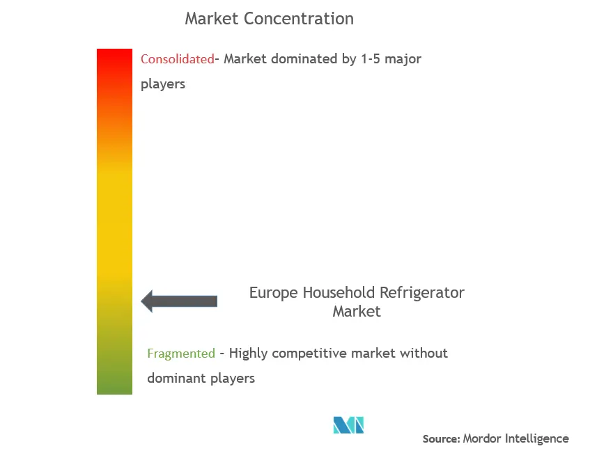 ヨーロッパの家庭用冷蔵庫市場集中度