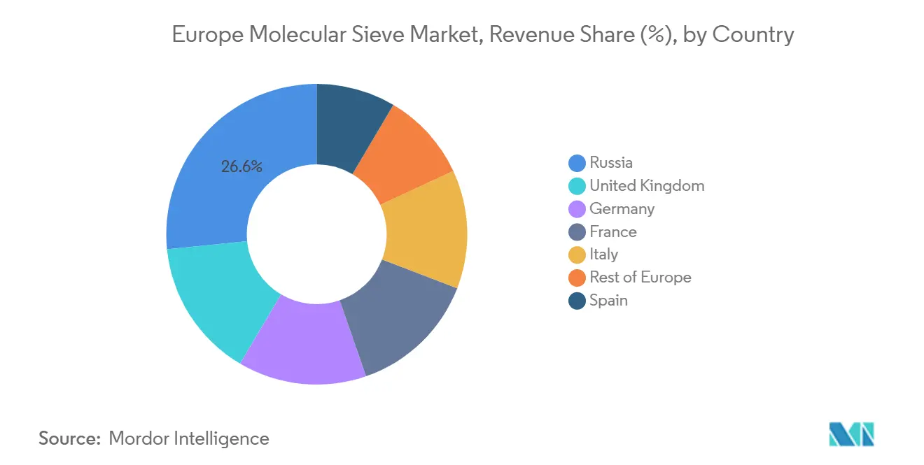 Europe Molecular Sieve Market, Revenue Share (%), by Country