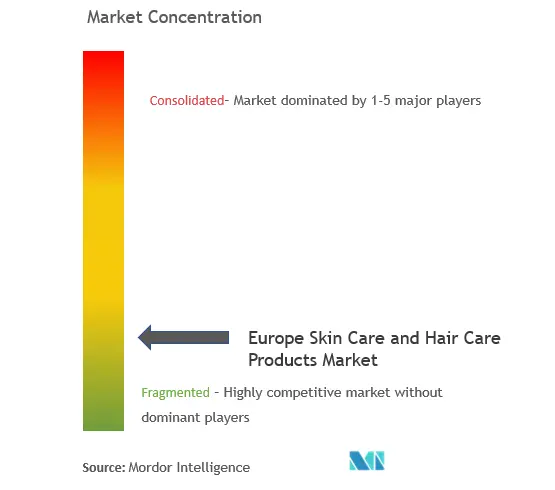 ヨーロッパのスキンケアおよびヘアケア製品市場集中度