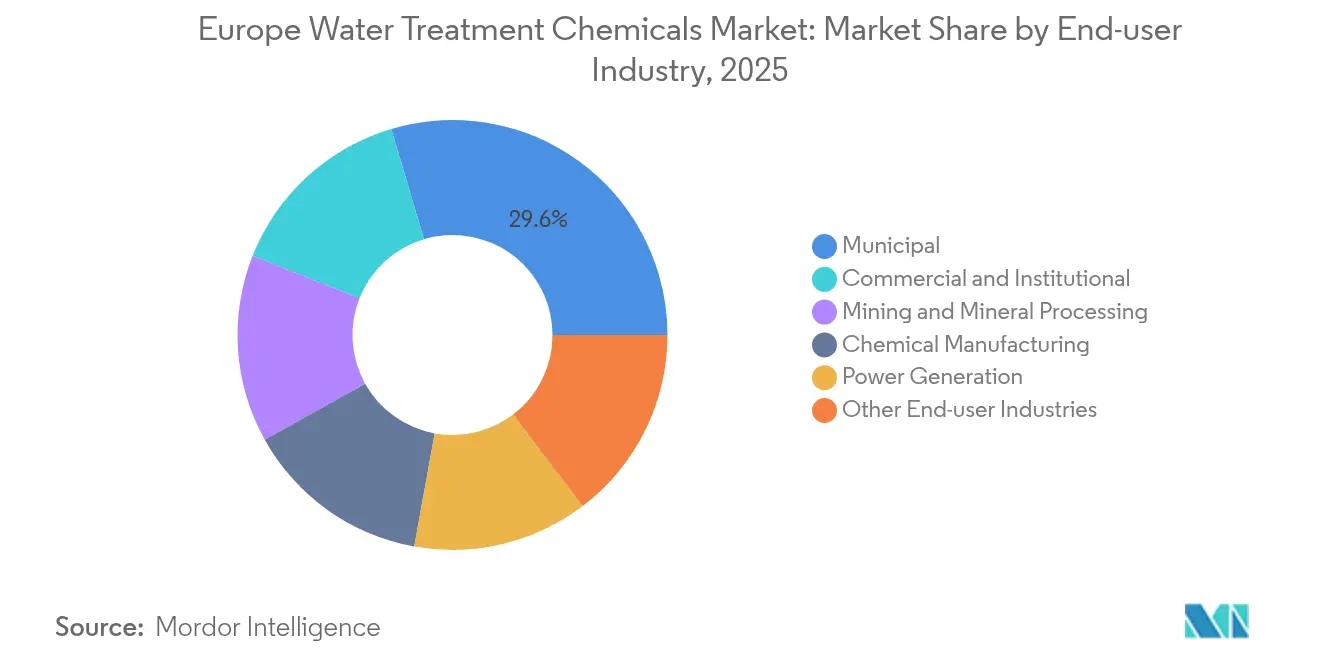 Europe Water Treatment Chemicals Market: Market Share by End-user Industry, 2025