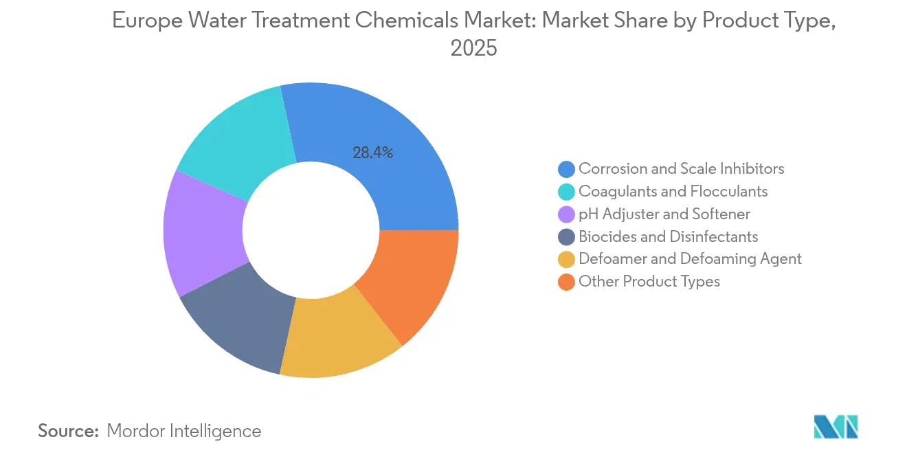 Europe Water Treatment Chemicals Market: Market Share by Product Type, 2025