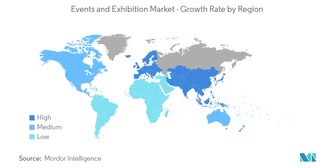Mercado de eventos y exposiciones tasa de crecimiento por región