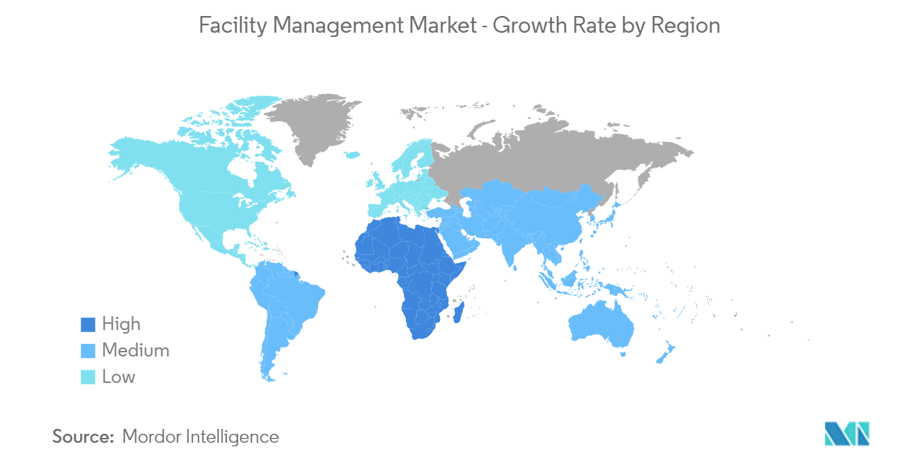 سوق إدارة المرافق – معدل النمو حسب المنطقة