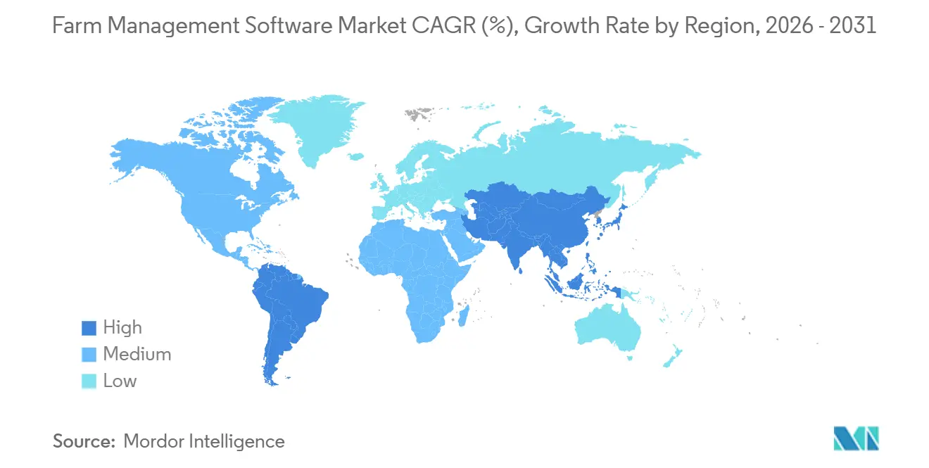 Farm Management Software Market CAGR (%), Growth Rate by Region