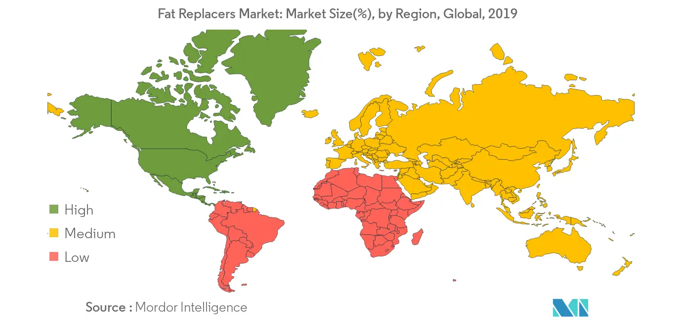 Fat Replacers Market: Market Size(%), By Region, Global, 2019