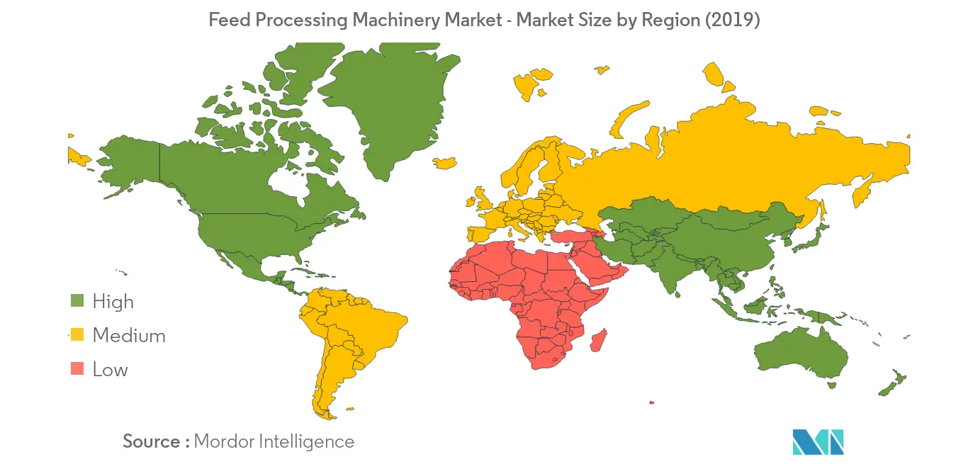 Feed Processing Machinery Market - Market Size by Region (2019)