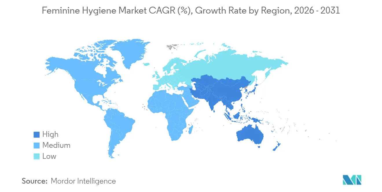Taux de croissance du marché de l'hygiène féminine par région
