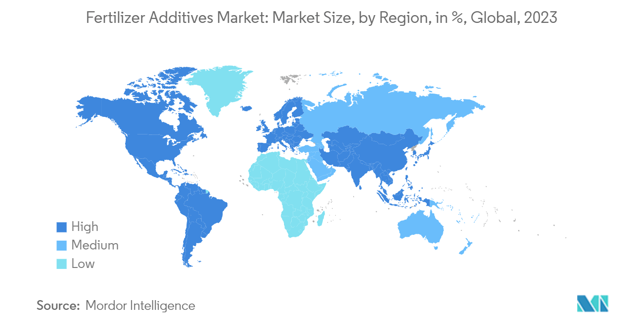 Fertilizer Additives Market: Market Size by Region in %, Global, 2021