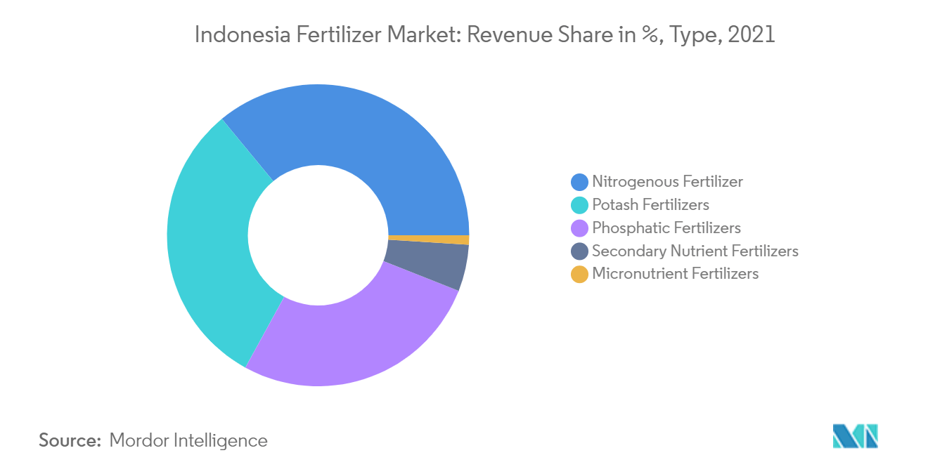 Indonesia Fertilizer Market: Revenue Share in %, Type, 2021