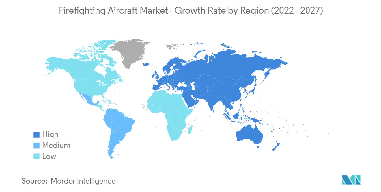 消防航空機市場-地域別成長率（2022-2027年）