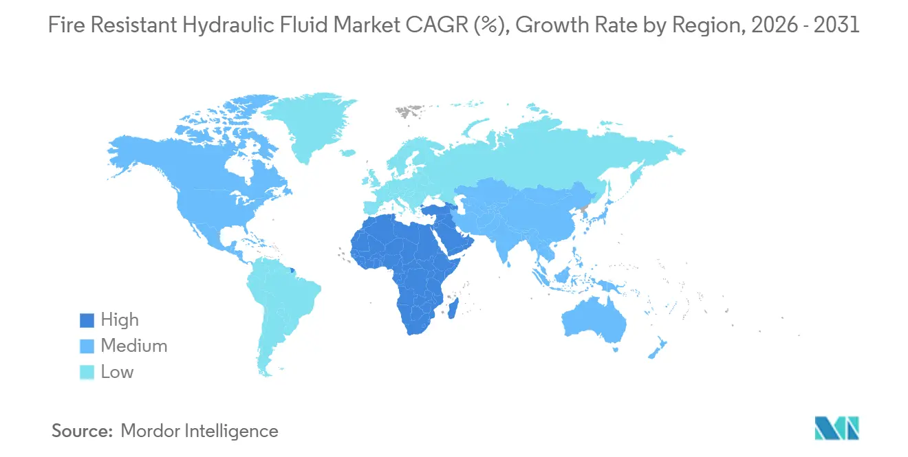 Marché des fluides hydrauliques résistants au feu : CAGR (%), taux de croissance par région
