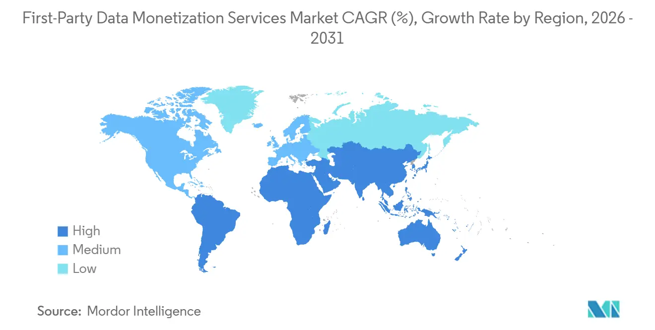 Tasa de Crecimiento del Mercado de Servicios de Monetización de Datos de Primera Parte por Región