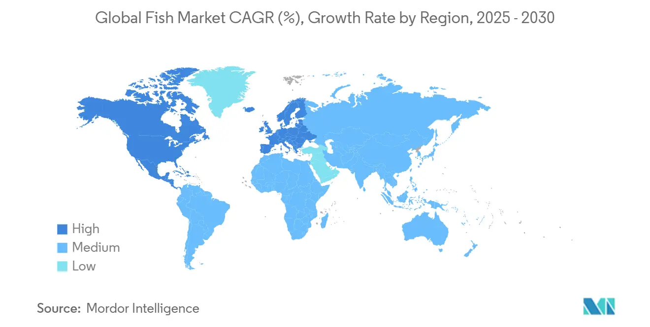 Global Fish Market CAGR (%), Growth Rate by Region
