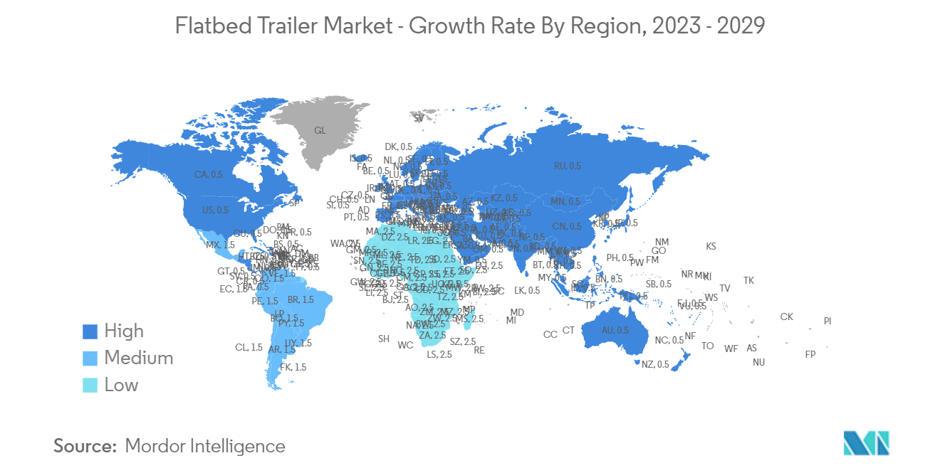 Flatbed Trailer Market - Growth Rate By Region, 2023 - 2029