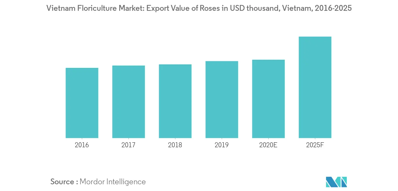 Vietnam Floriculture Market: Export Value of Roses in USD thousand, Vietnam, 2016-2025