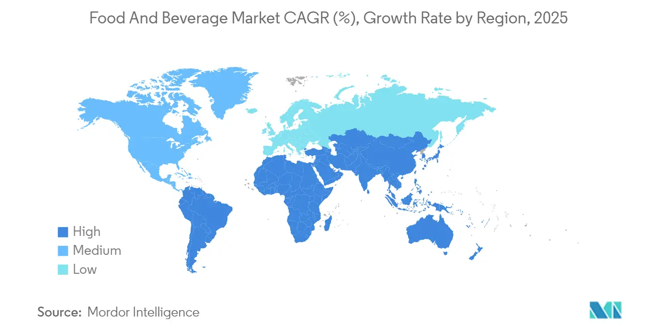 Food And Beverage Market CAGR (%), Growth Rate by Region