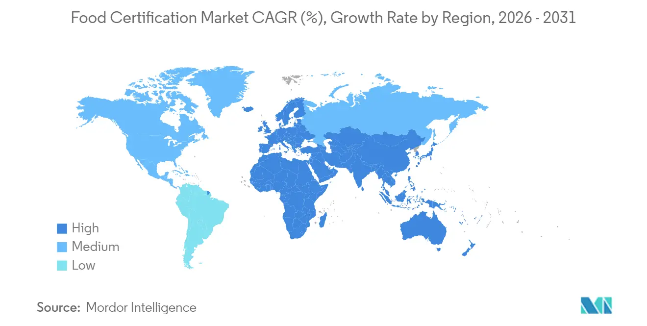Food Certification Market CAGR (%), Growth Rate by Region
