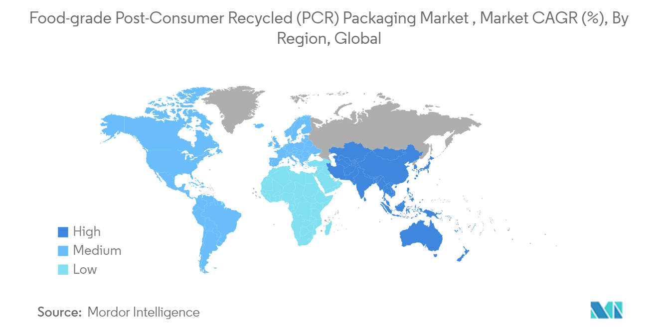 Food-grade Post-Consumer Recycled (PCR) Packaging Market , Market CAGR (%), By Region, Global