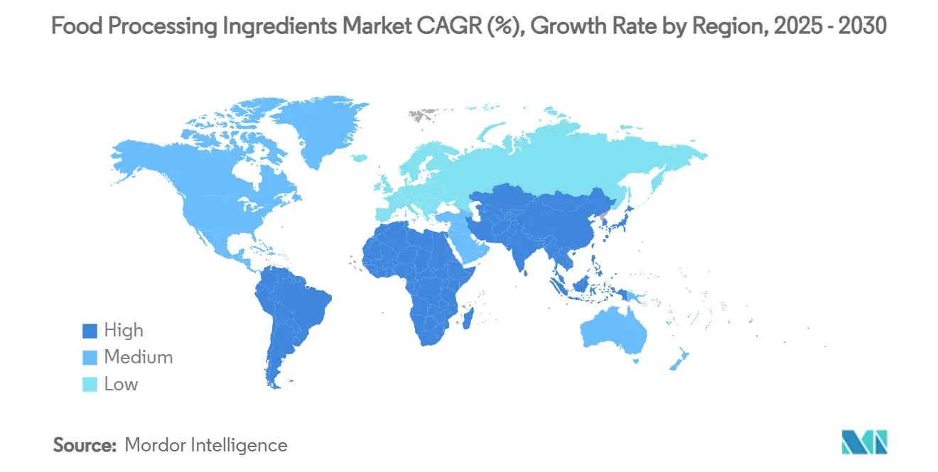 식품 가공 재료 신규 바카라사이트 CAGR(%), 지역별 성장률