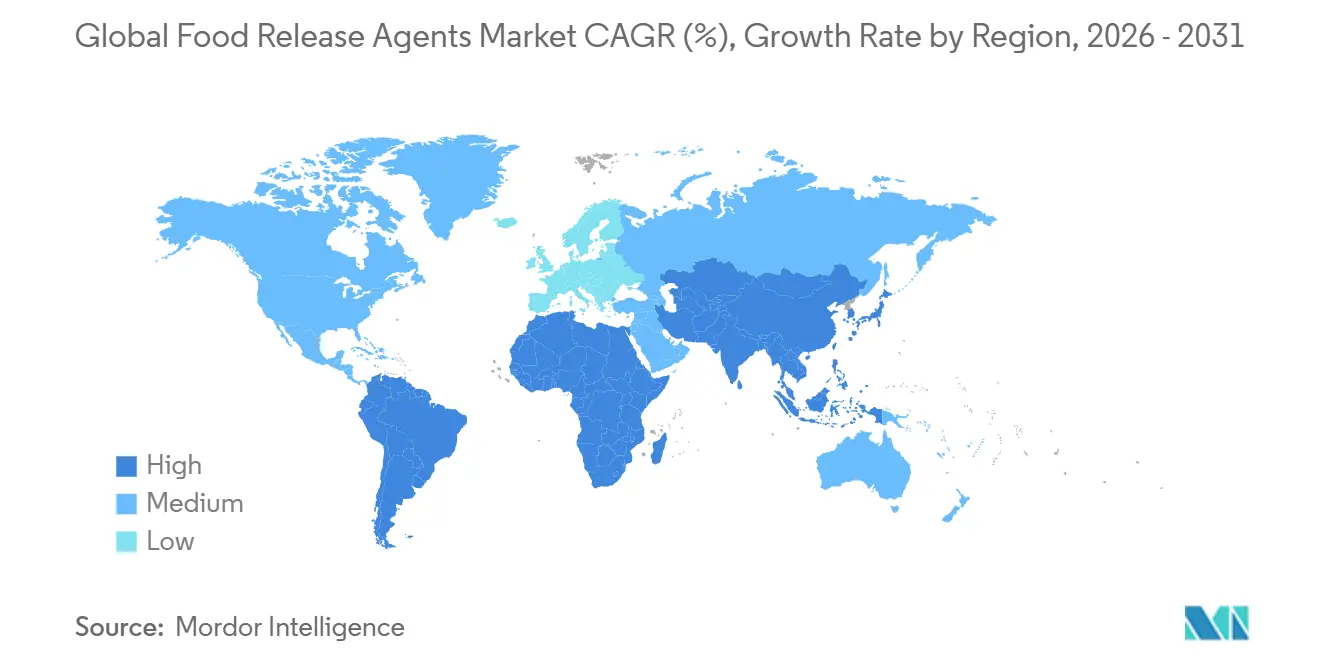 Global Food Release Agents Market CAGR (%), Growth Rate by Region
