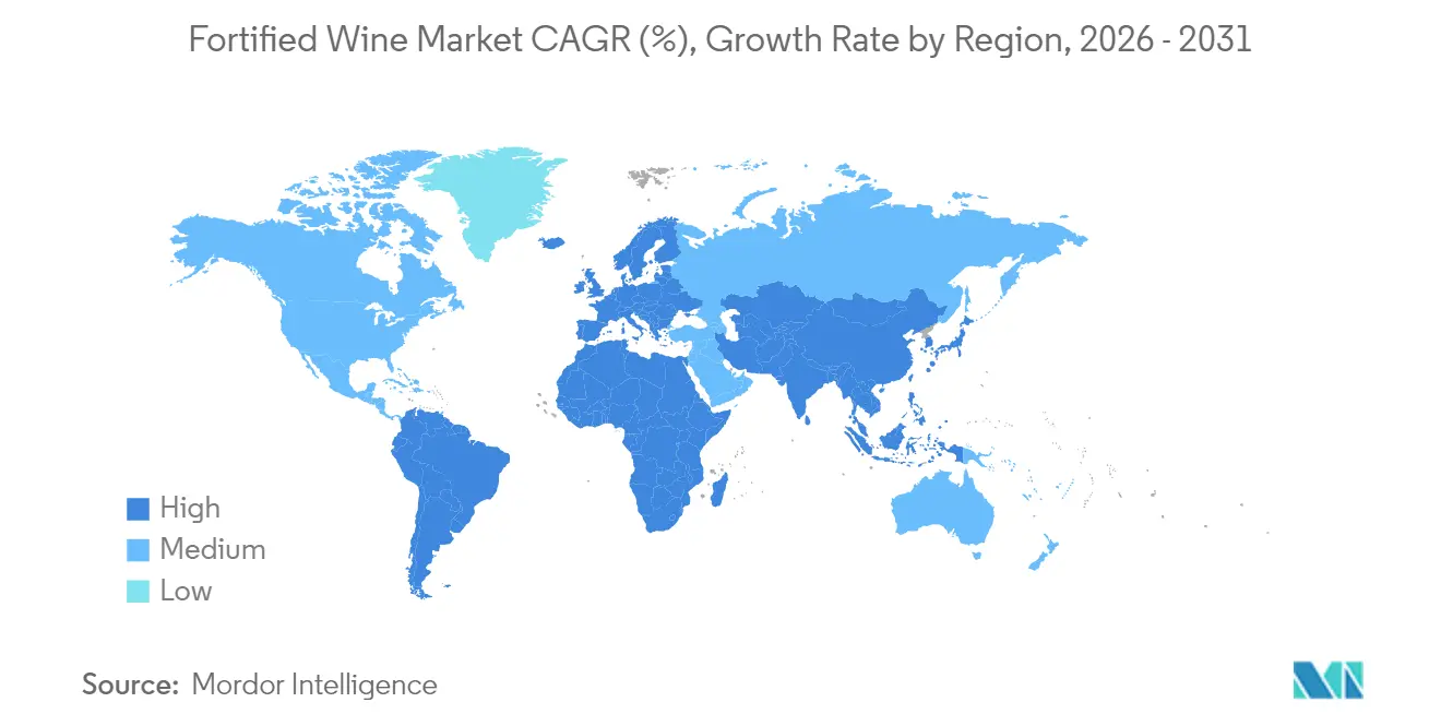 Fortified Wine Market CAGR (%), Growth Rate by Region