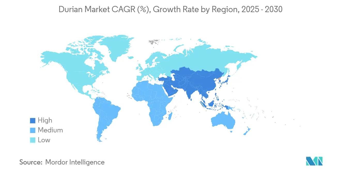 두리안 바카라사이트 캡틴 CAGR(%), 지역별 성장률