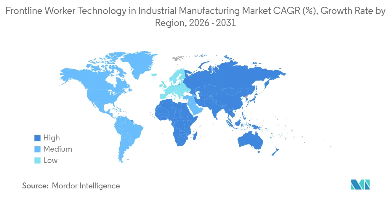 Frontline Worker Technology in Industrial Manufacturing Market CAGR (%), Growth Rate by Region