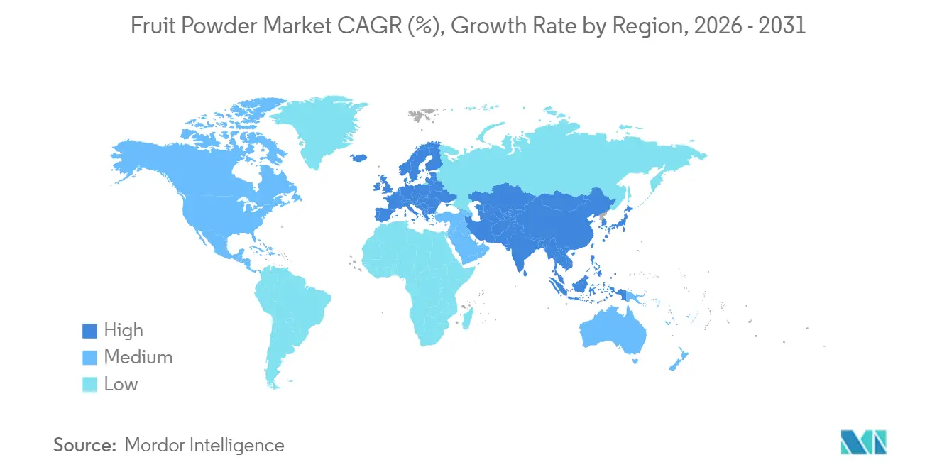 Fruit Powder Market CAGR (%), Growth Rate by Region