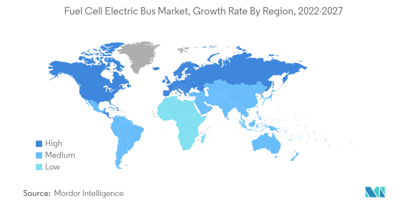 Fuel Cell Electric Bus Market, Growth Rate By Region, 2022-2027