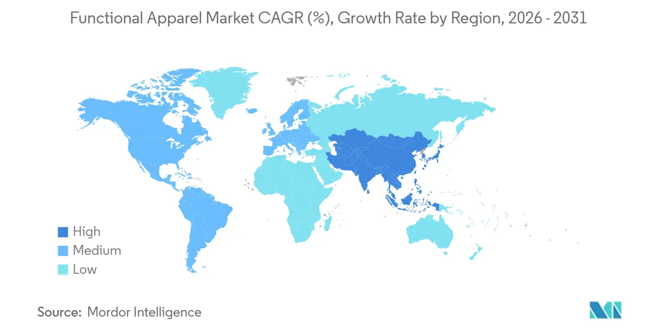 Tasa de Crecimiento del Mercado de Ropa Funcional por Región