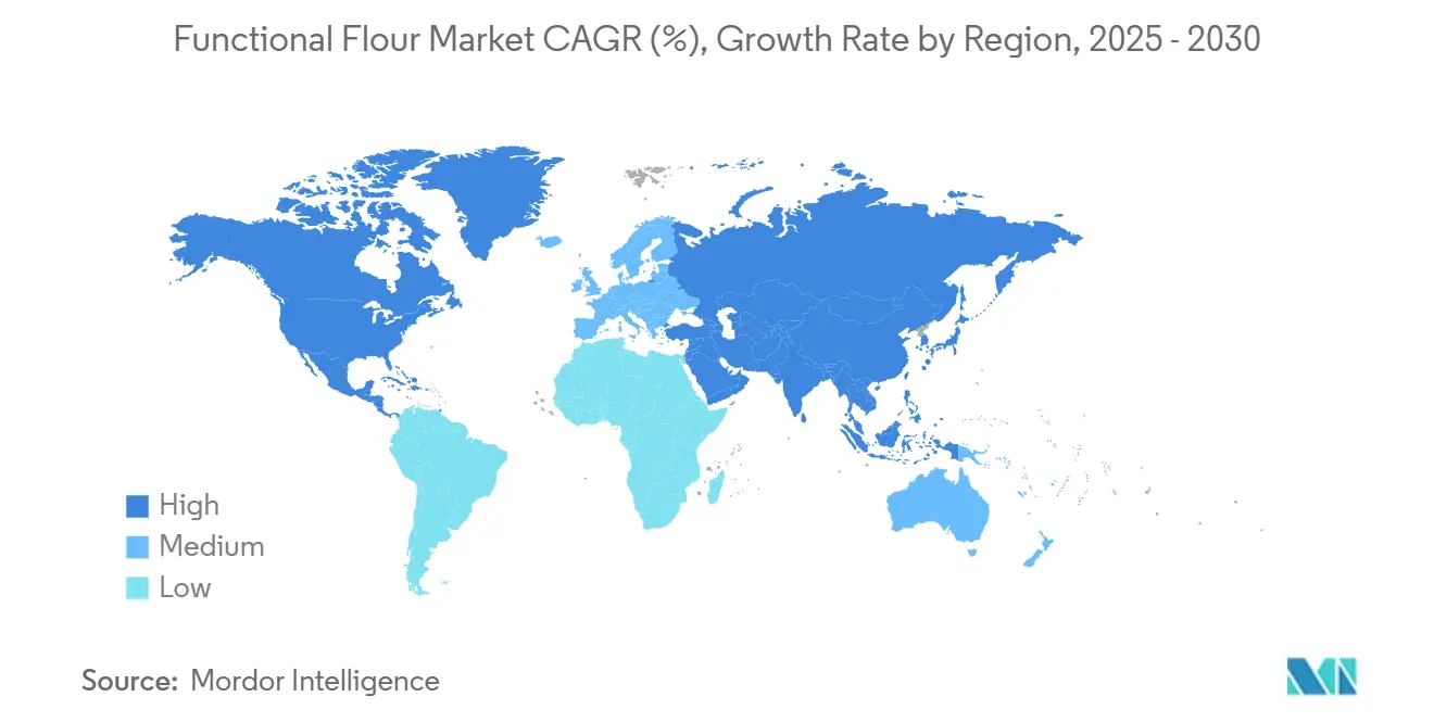 기능성 밀바카라사이트 홈런 시장 CAGR(%), 지역별 성장률