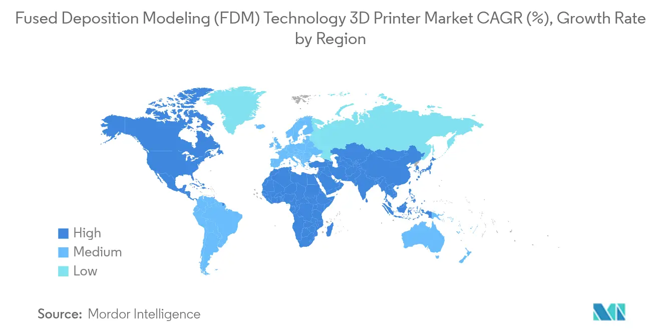Fused Deposition Modeling (FDM) Technology 3D Printer Market CAGR (%), Growth Rate by Region