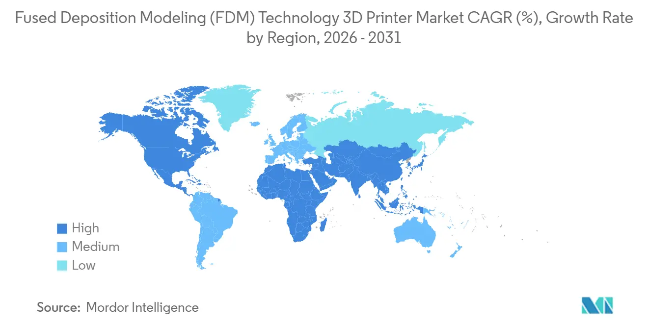 Fused Deposition Modeling (FDM) Technology 3D Printer Market CAGR (%), Growth Rate by Region