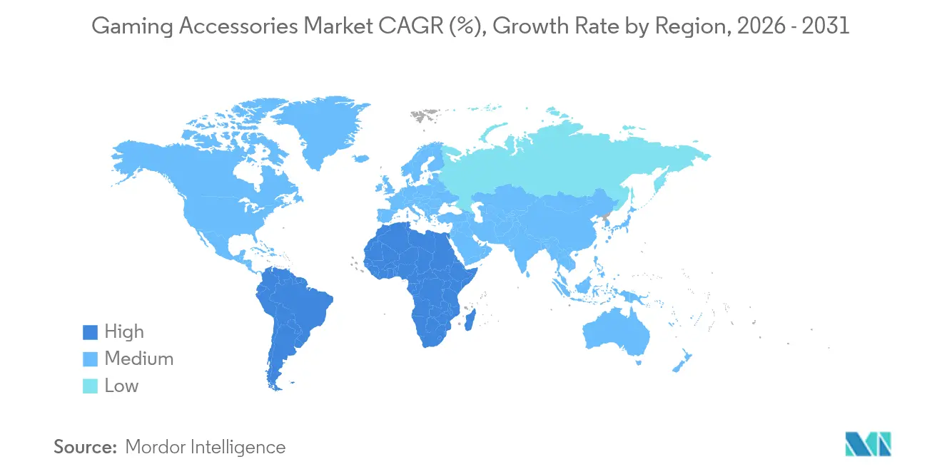 Gaming Accessories Market CAGR (%), Growth Rate by Region