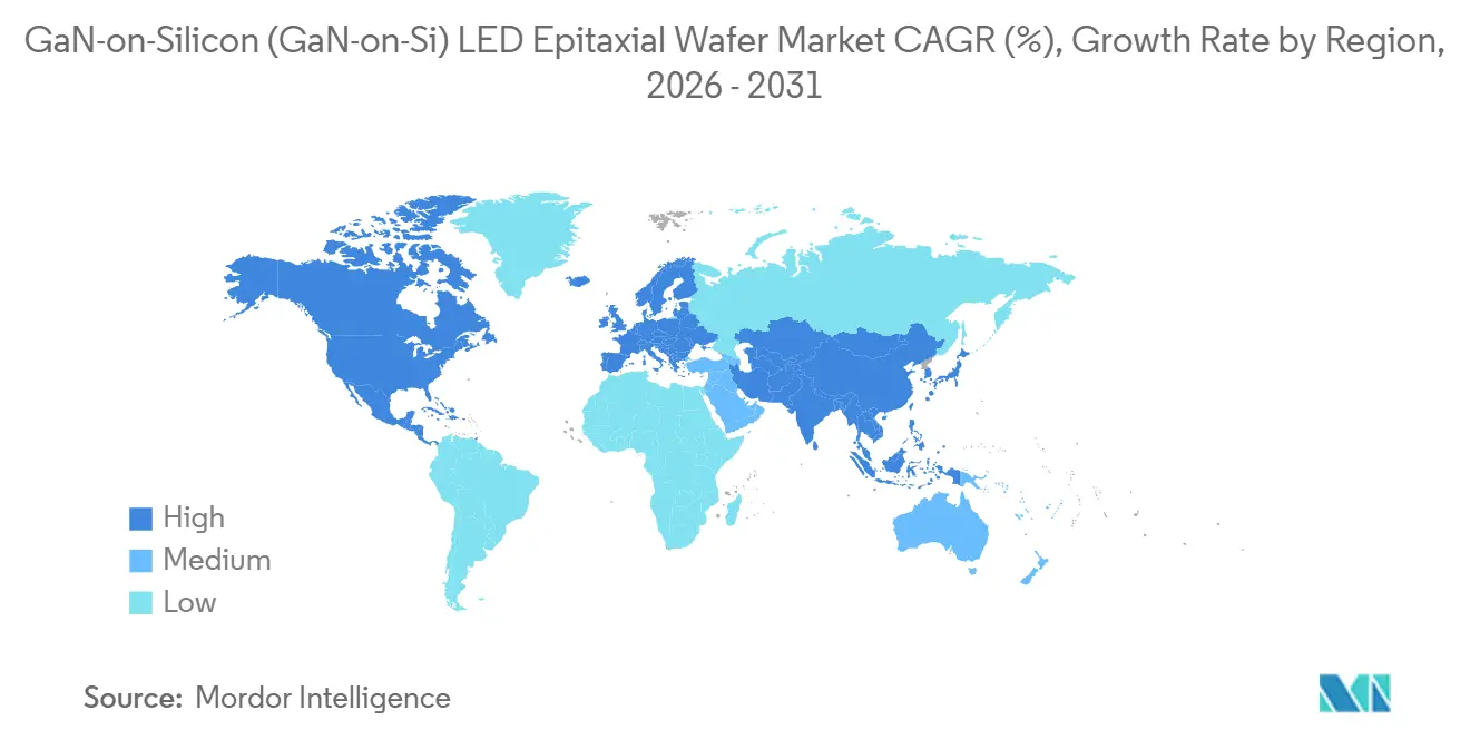 GaN-on-Silicon (GaN-on-Si) LED Epitaxial Wafer Market CAGR (%), Growth Rate by Region