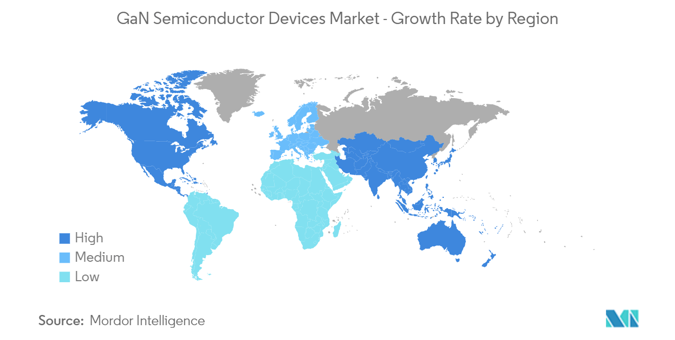 سوق أجهزة أشباه الموصلات GaN - معدل النمو حسب المنطقة