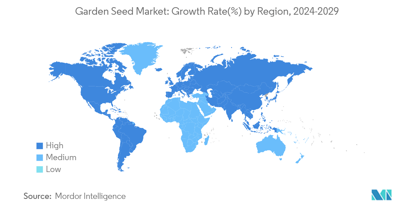 Garden Seed Market: Growth Rate(%) by Region, 2024-2029