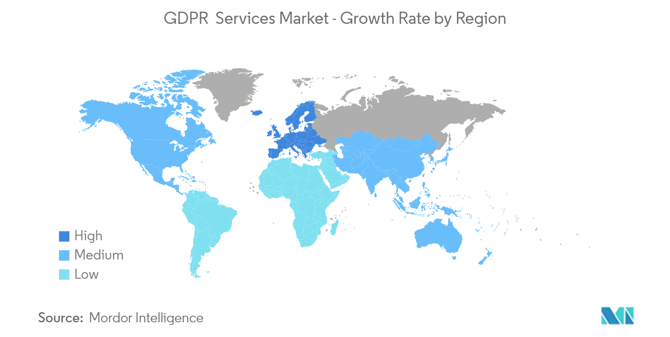 Marché des services RGPD - Taux de croissance par région