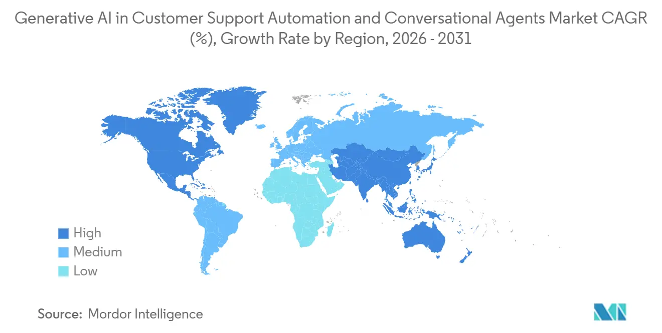 Generative AI In Customer Support Automation and Conversational Agents Market Growth Rate by Region