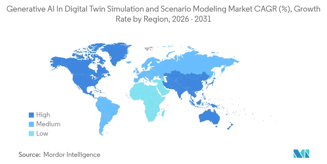 Generative AI In Digital Twin Simulation and Scenario Modeling Market Growth Rate by Region