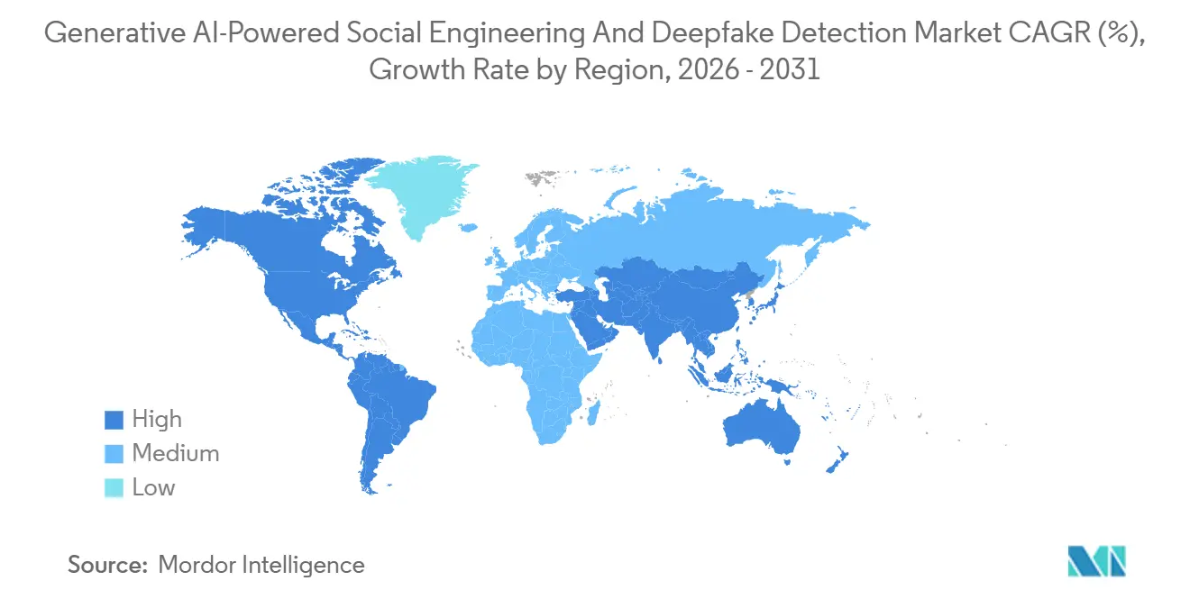 Generative AI-powered Social Engineering and Deepfake Detection Market CAGR (%), Growth Rate by Region
