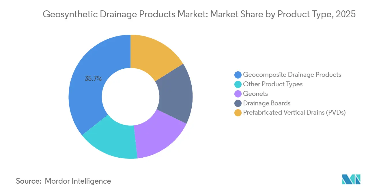 Geosynthetic Drainage Products Market Share by Product Type, 2025