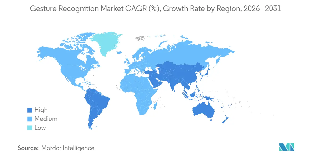 Gesture Recognition Market CAGR (%), Growth Rate by Region